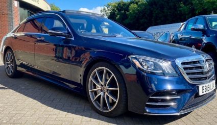 2019 mercedes s class amg line blue front three quarter right.jpg